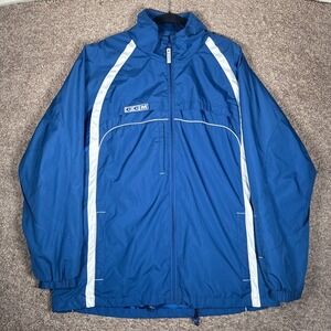 CCM Mens XL Blue White Full Zip Hockey Warmup Jacket Windbreaker AC5014C